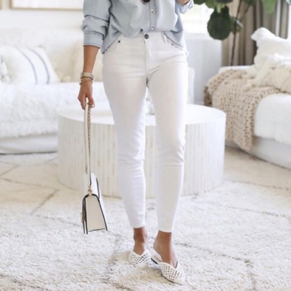 Vince White Waxed Cropped 5 Pocket Jeans